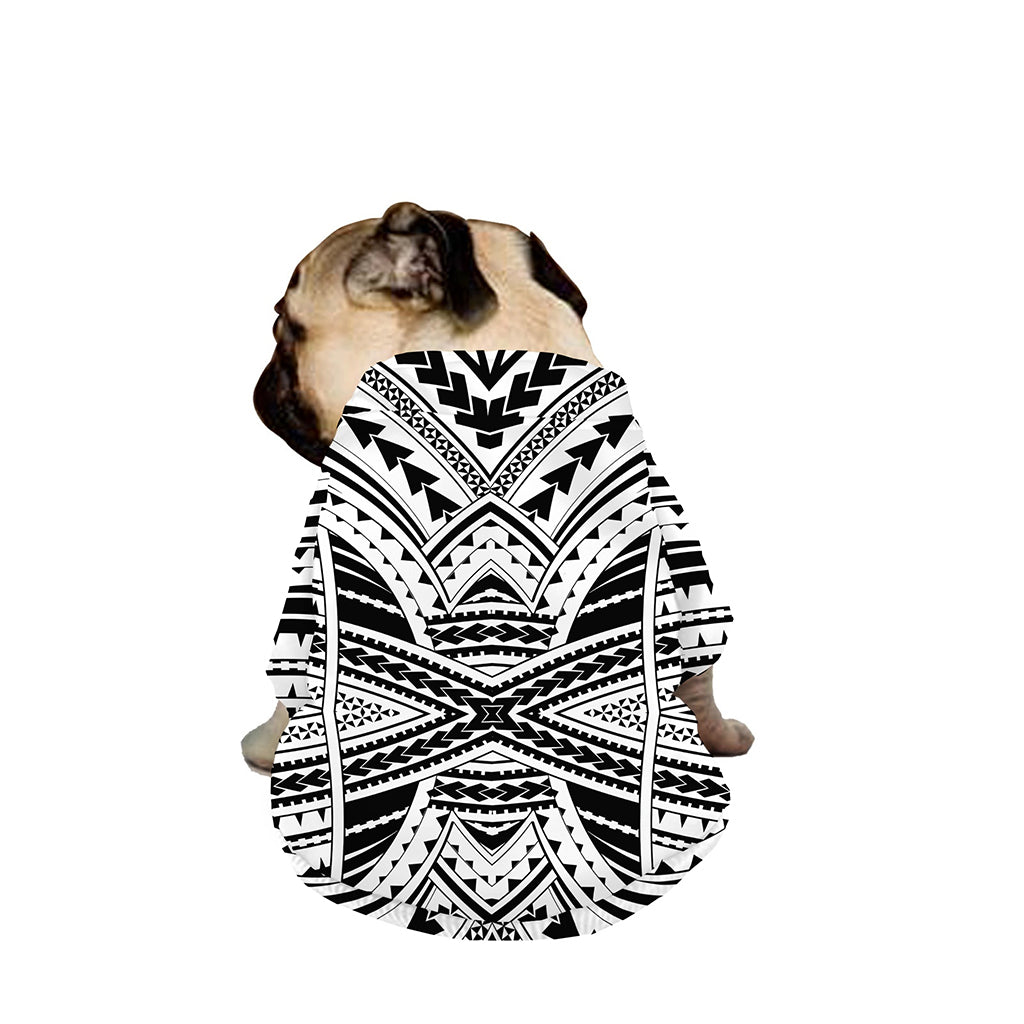 Black And White Maori Tribal Print Dog Zip Up Jacket