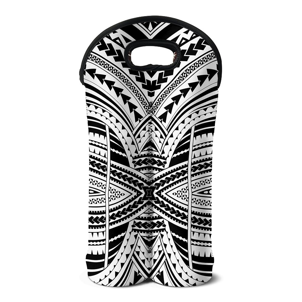 Black And White Maori Tribal Print Double Neoprene Wine Tote