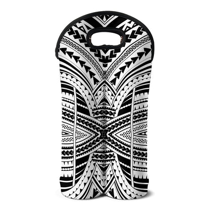 Black And White Maori Tribal Print Double Neoprene Wine Tote