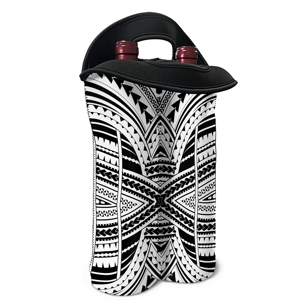 Black And White Maori Tribal Print Double Neoprene Wine Tote