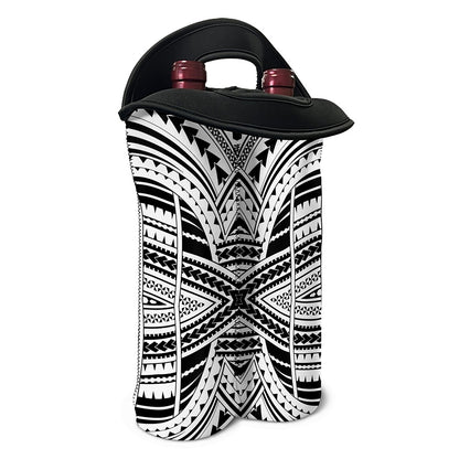 Black And White Maori Tribal Print Double Neoprene Wine Tote