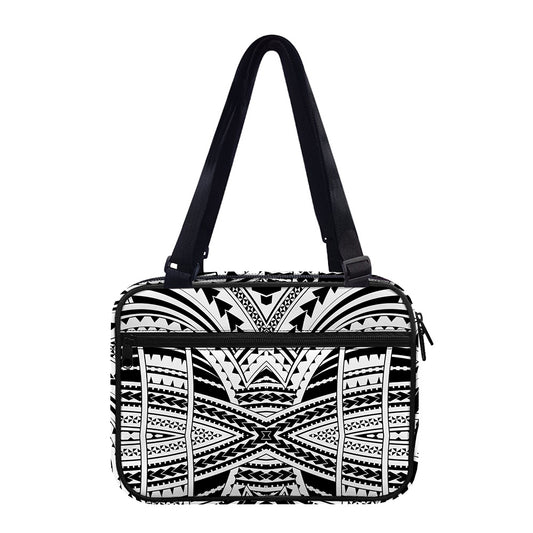 Black And White Maori Tribal Print Double Strap Bible Bag