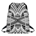 Black And White Maori Tribal Print Drawstring Backpack