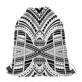 Black And White Maori Tribal Print Drawstring Bag