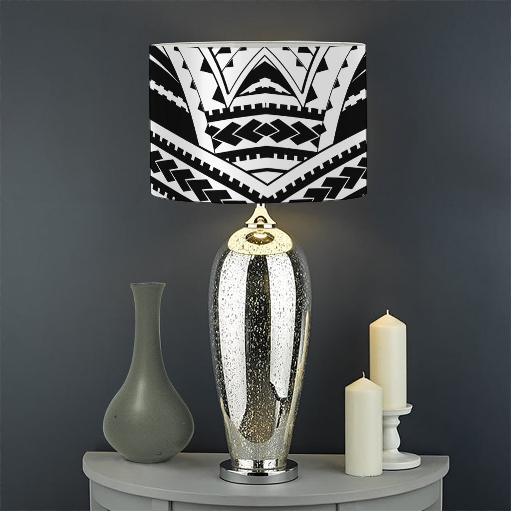 Black And White Maori Tribal Print Drum Lamp Shade