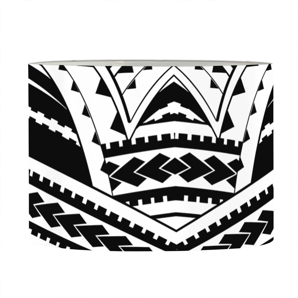 Black And White Maori Tribal Print Drum Lamp Shade