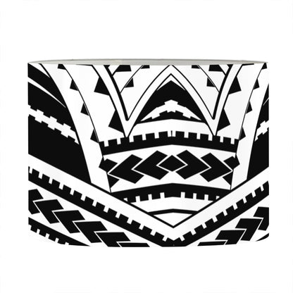Black And White Maori Tribal Print Drum Lamp Shade