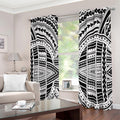 Black And White Maori Tribal Print Extra Wide Grommet Curtains