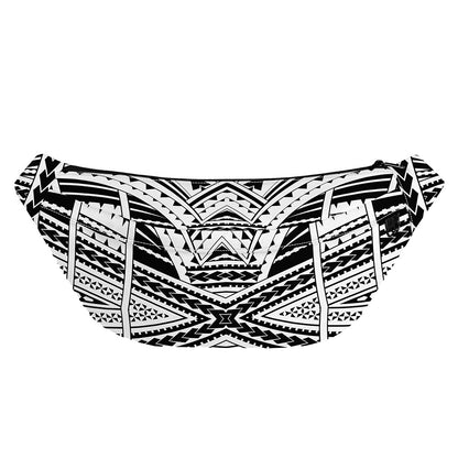 Black And White Maori Tribal Print Fanny Pack