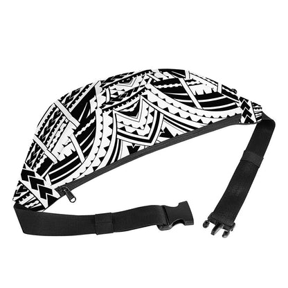 Black And White Maori Tribal Print Fanny Pack