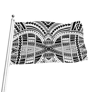 Black And White Maori Tribal Print Flag