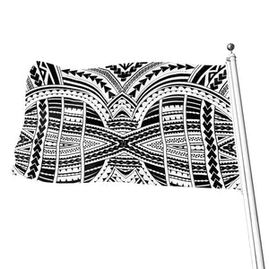 Black And White Maori Tribal Print Flag