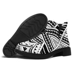 Black And White Maori Tribal Print Flat Ankle Boots