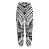 Black And White Maori Tribal Print Fleece Lined Knit Pants