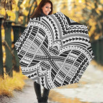 Black And White Maori Tribal Print Foldable Umbrella