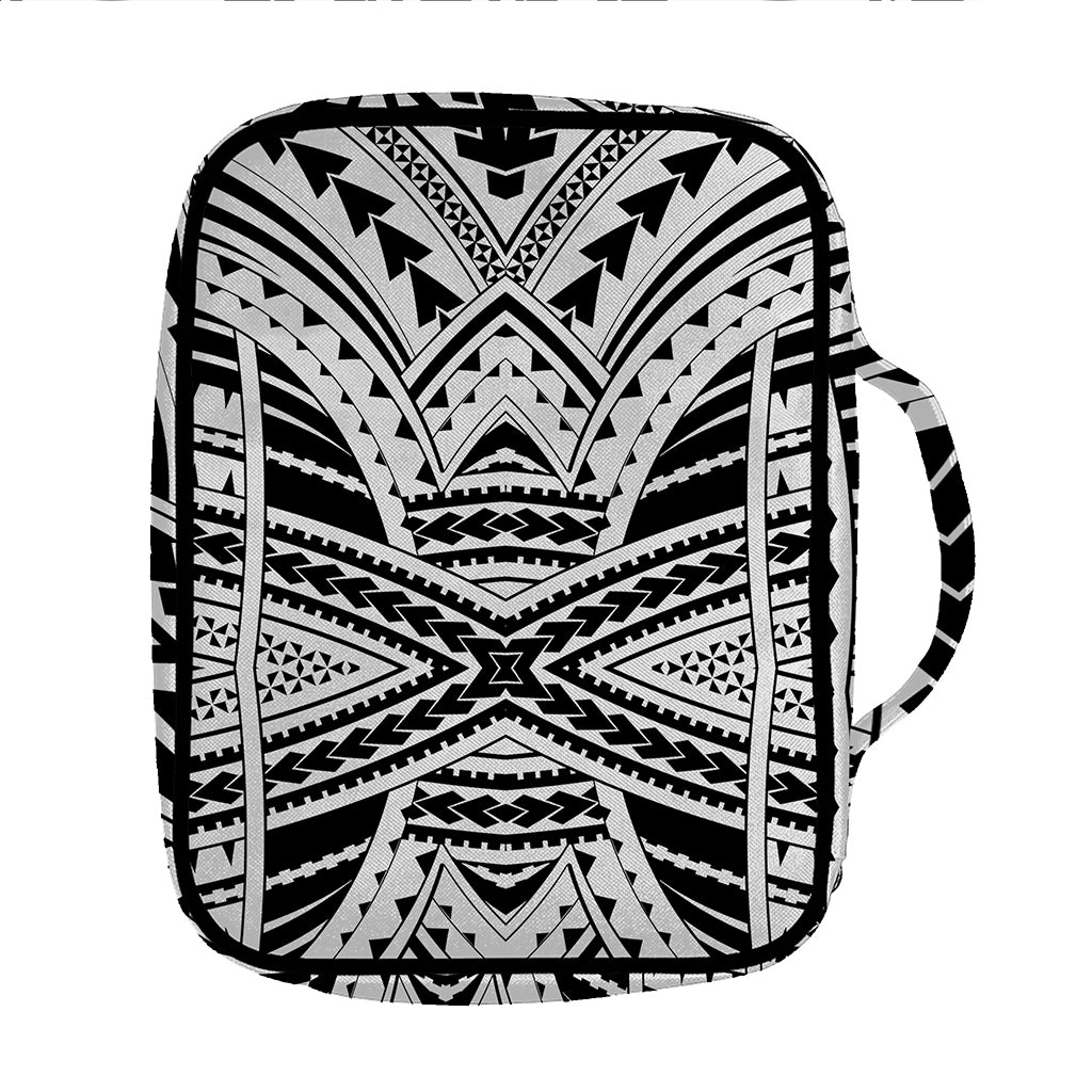 Black And White Maori Tribal Print Front Pocket Bible Bag