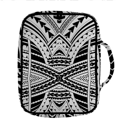 Black And White Maori Tribal Print Front Pocket Bible Bag