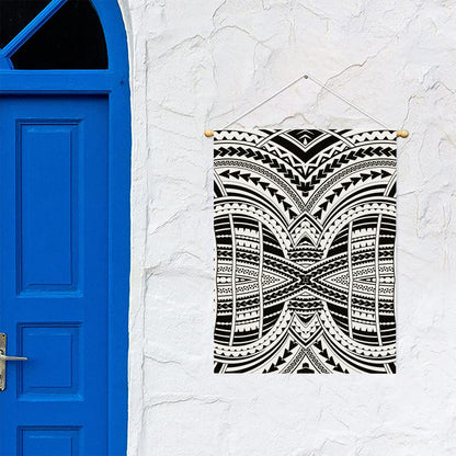 Black And White Maori Tribal Print Garden Flag