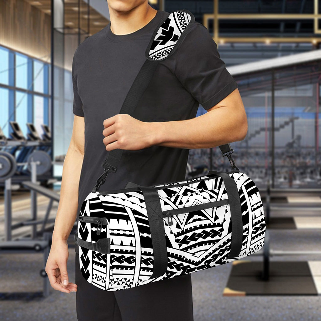 Black And White Maori Tribal Print Gym Bag