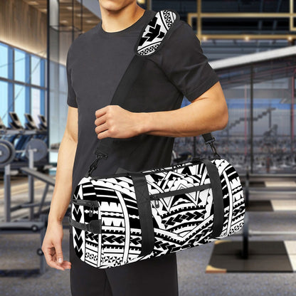Black And White Maori Tribal Print Gym Bag