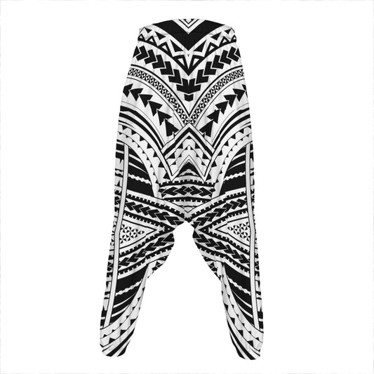 Black And White Maori Tribal Print Hammer Pants