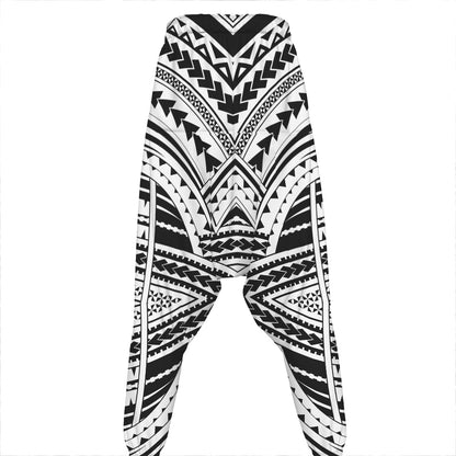 Black And White Maori Tribal Print Hammer Pants