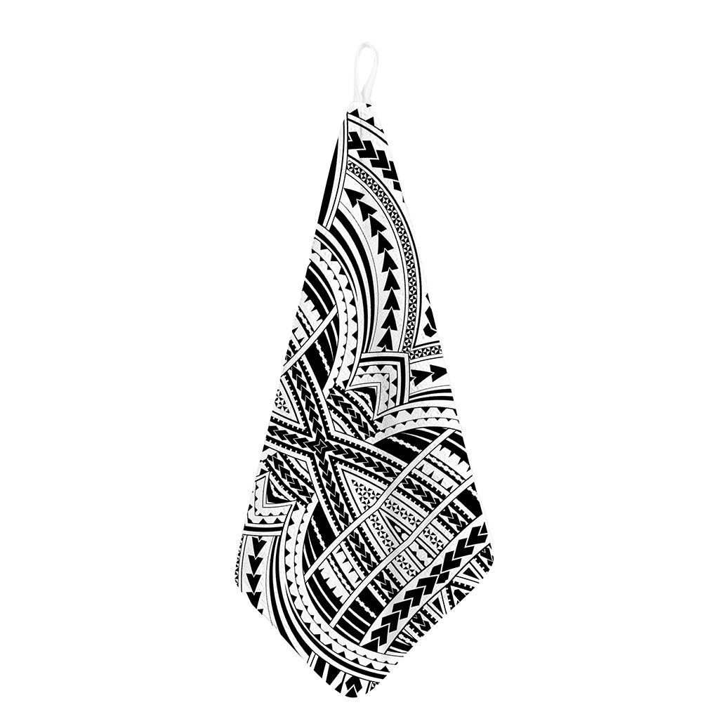 Black And White Maori Tribal Print Hand Towel