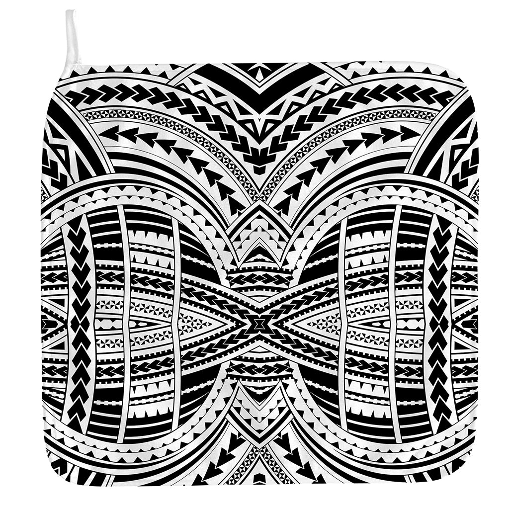 Black And White Maori Tribal Print Hand Towel