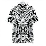 Black And White Maori Tribal Print Hawaiian Shirt