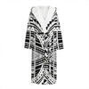 Black And White Maori Tribal Print Hooded Bathrobe