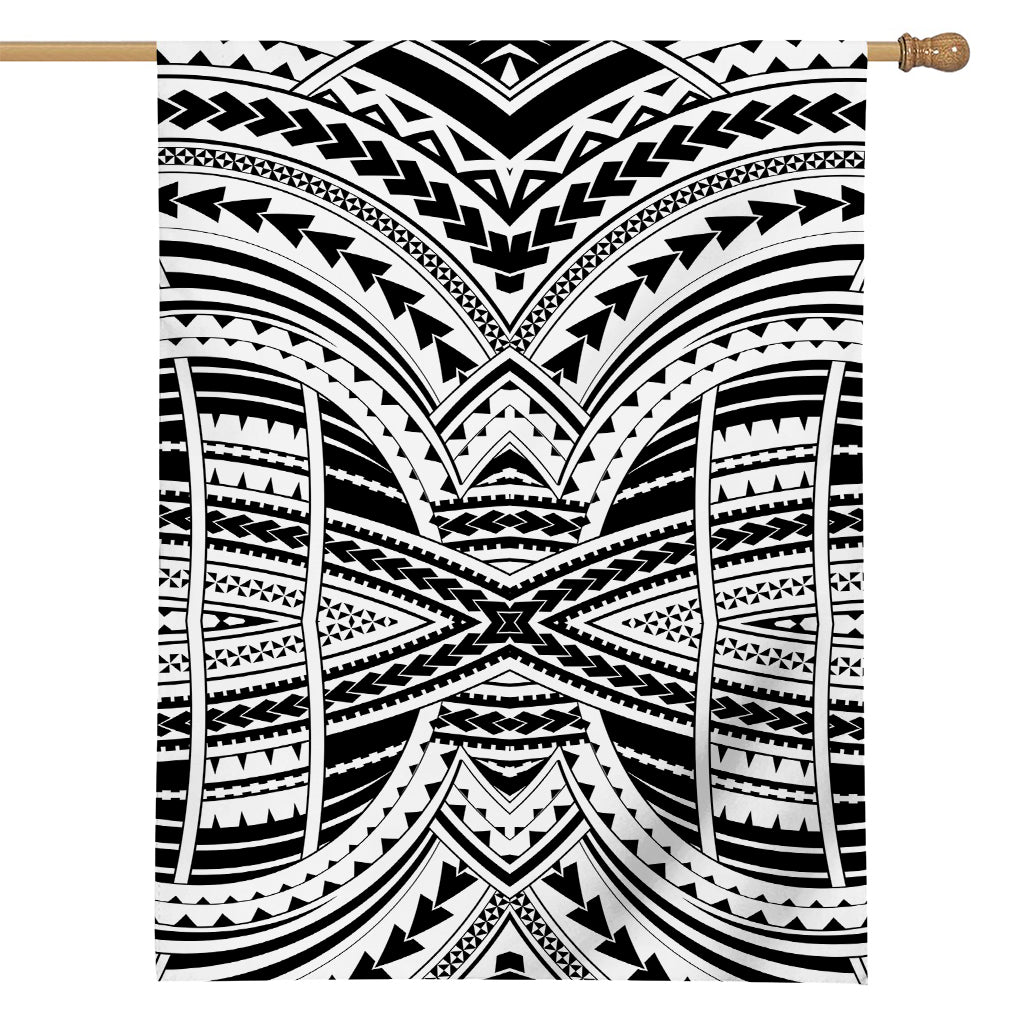 Black And White Maori Tribal Print House Flag