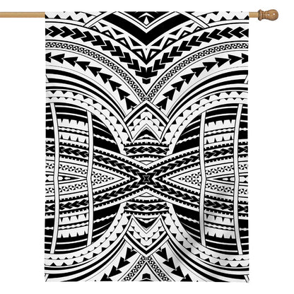 Black And White Maori Tribal Print House Flag