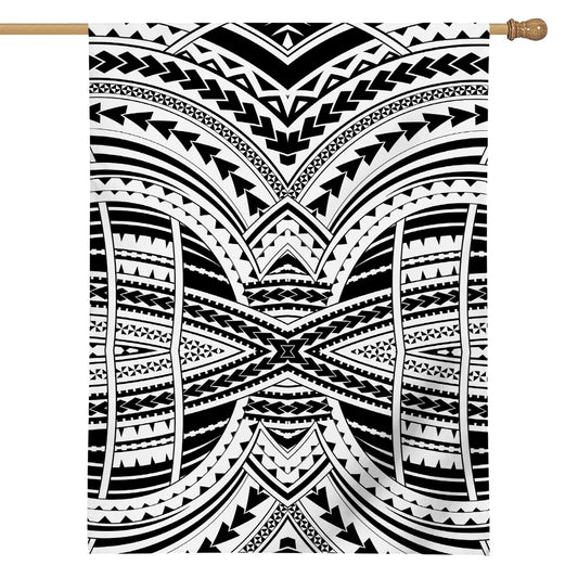 Black And White Maori Tribal Print House Flag