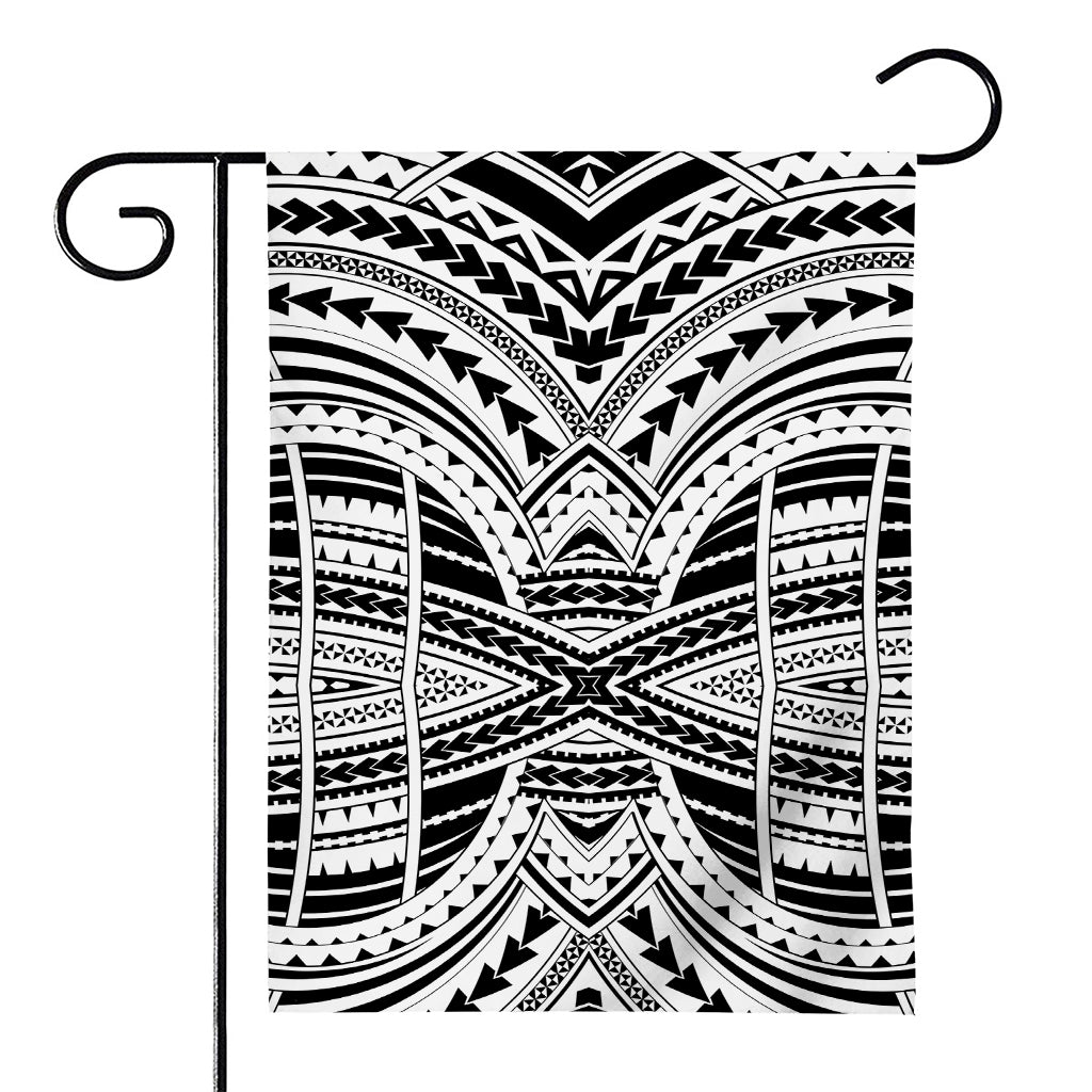 Black And White Maori Tribal Print House Flag