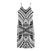 Black And White Maori Tribal Print Jersey Midi Cami Dress