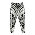 Black And White Maori Tribal Print Jogger Pants