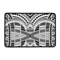 Black And White Maori Tribal Print Kitchen Mat
