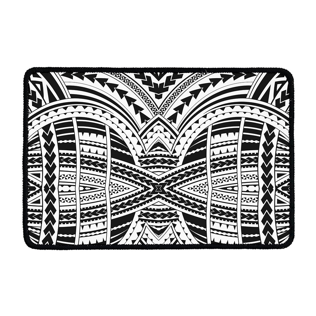 Black And White Maori Tribal Print Kitchen Mat