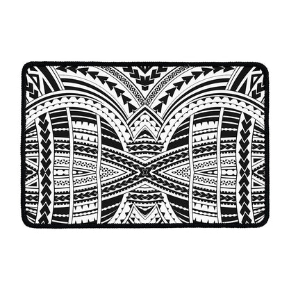 Black And White Maori Tribal Print Kitchen Mat