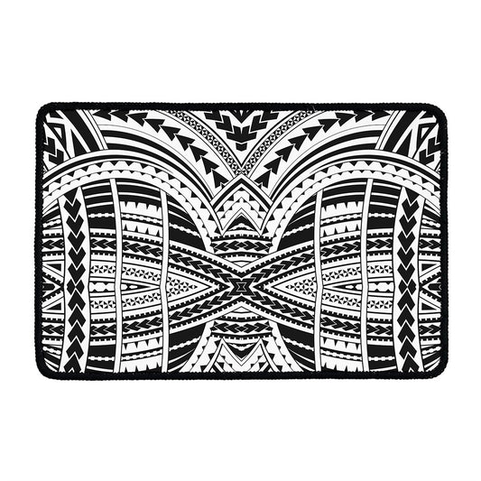 Black And White Maori Tribal Print Kitchen Mat