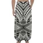 Black And White Maori Tribal Print Lantern Pants