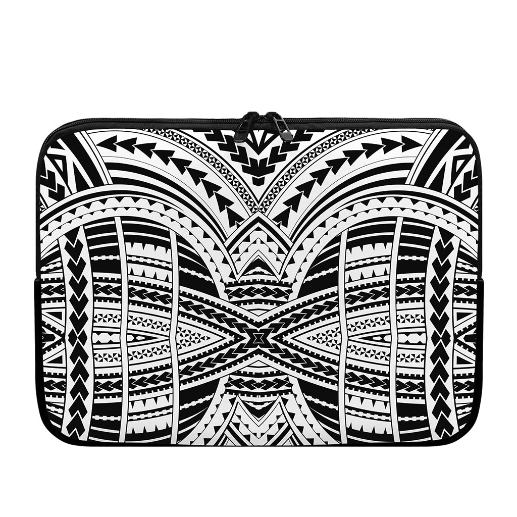 Black And White Maori Tribal Print Laptop Sleeve