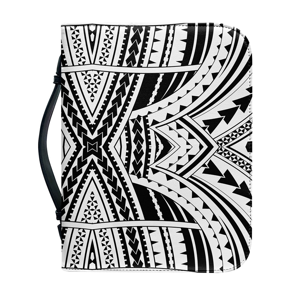 Black And White Maori Tribal Print Leather Bible Cover