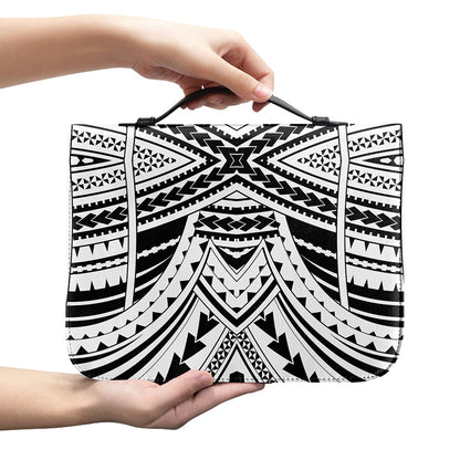 Black And White Maori Tribal Print Leather Bible Cover