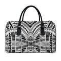 Black And White Maori Tribal Print Leather Duffel Bag