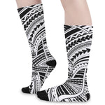 Black And White Maori Tribal Print Long Socks