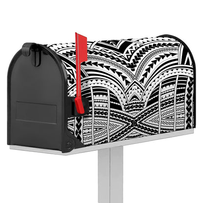 Black And White Maori Tribal Print Mailbox Cover