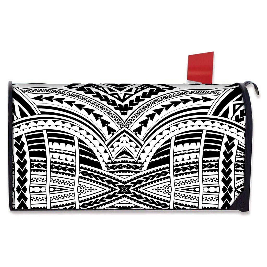Black And White Maori Tribal Print Mailbox Cover