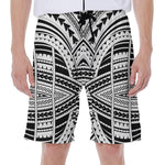 Black And White Maori Tribal Print Men's Beach Shorts