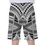 Black And White Maori Tribal Print Men's Beach Shorts